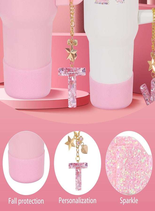 Coiris 8 Pcs Stanley Cup Accessories Set Letter Pink Bow Charms for 40 oz and 30 oz Cups Tumbler Charms and Attachments Tumbler with Hot Pink Stanley Cup Accessories Set（TZ0001-Pink T） - Image 5